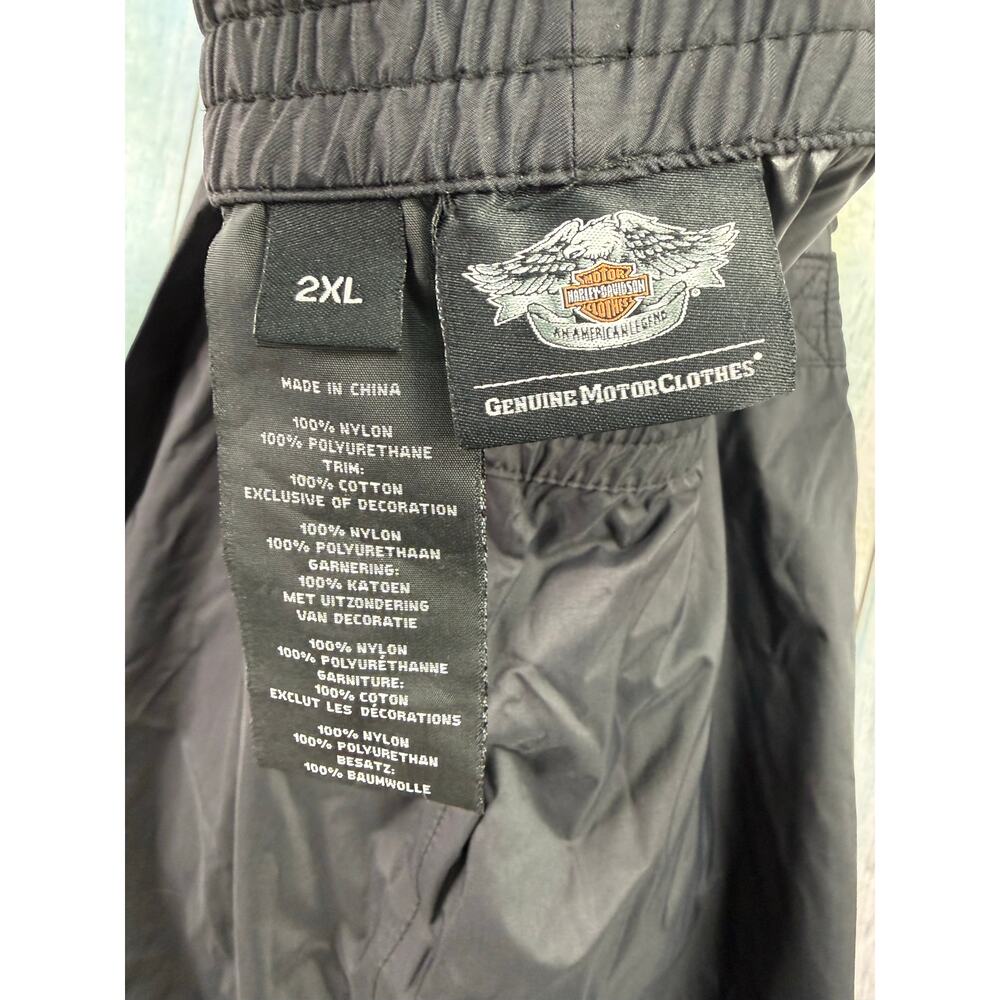 Harley Davidson Rain Pants Men's Size 2XL Black Motorcycle Overalls Nylon Biker - Picture 3 of 4